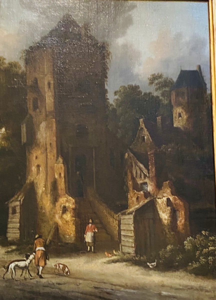 The Stop At The Inn Of The Grande Tour, Large Dutch Oil On Canvas, Early 18th Century-photo-4