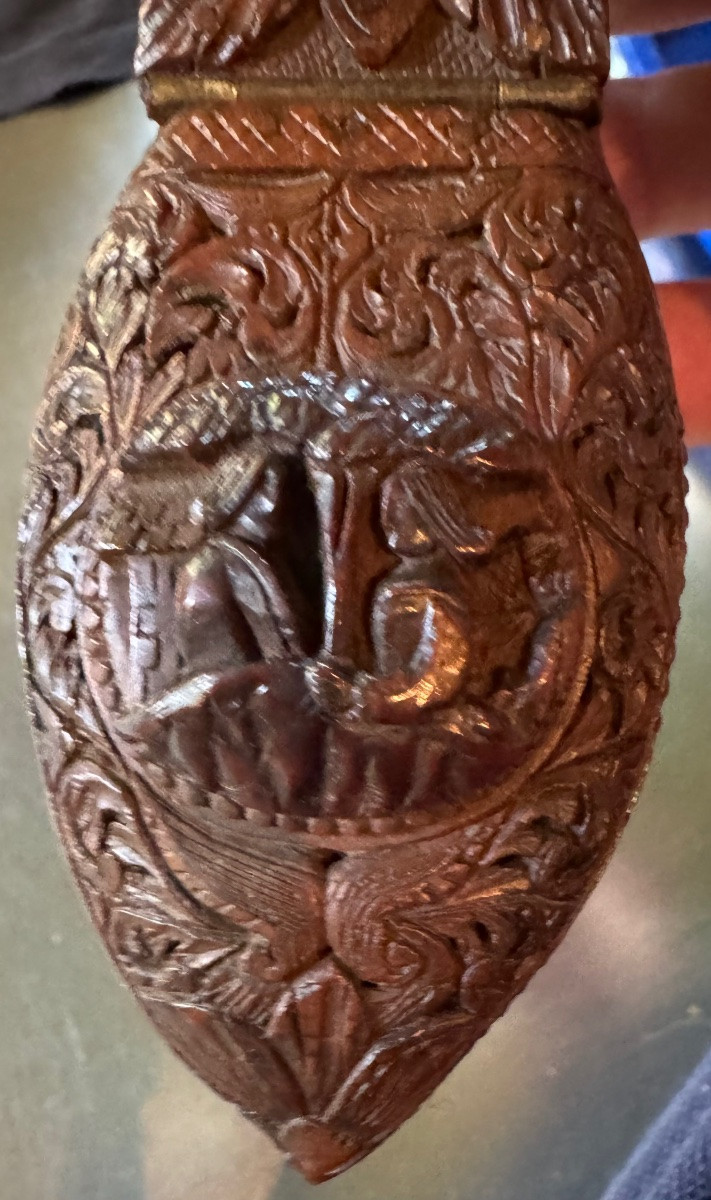 Navette à épices Sculptée De Personnages, Corozo, XIX Eme Siècle -photo-4