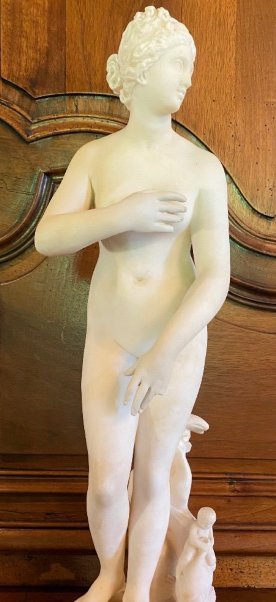 Large Medici Venus In White Marble From The 19th Century -photo-3