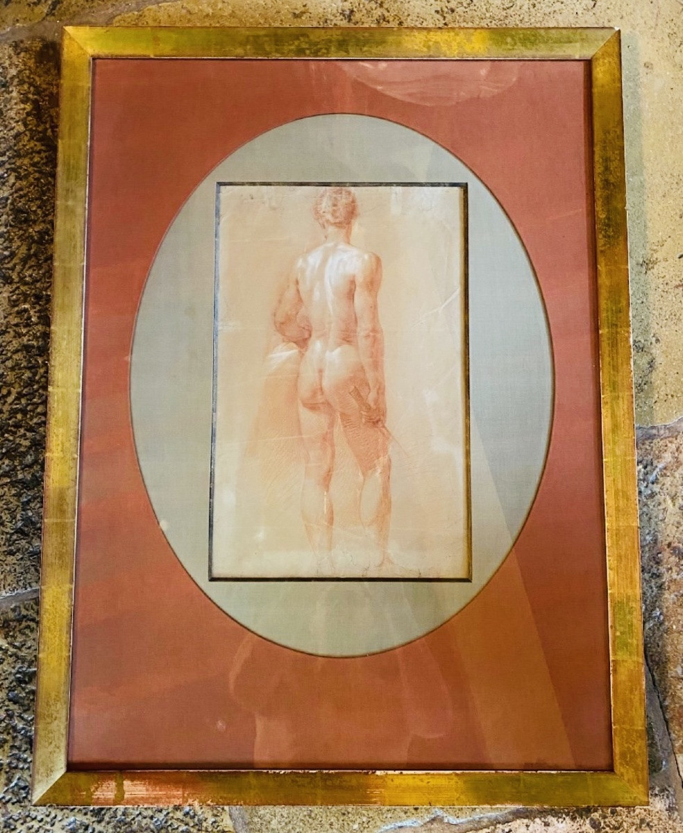 Academy Of Naked Men, Red Chalk From The 18th Century -photo-3