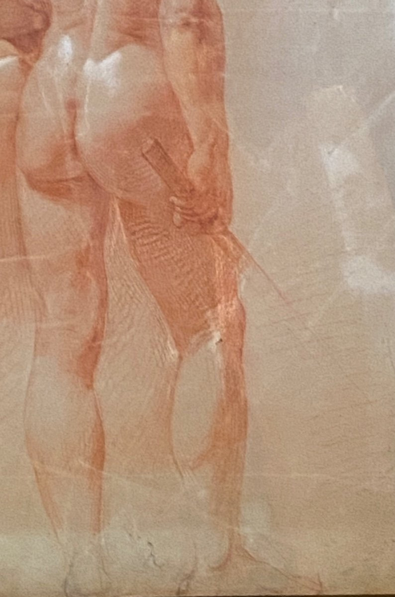 Academy Of Naked Men, Red Chalk From The 18th Century -photo-5