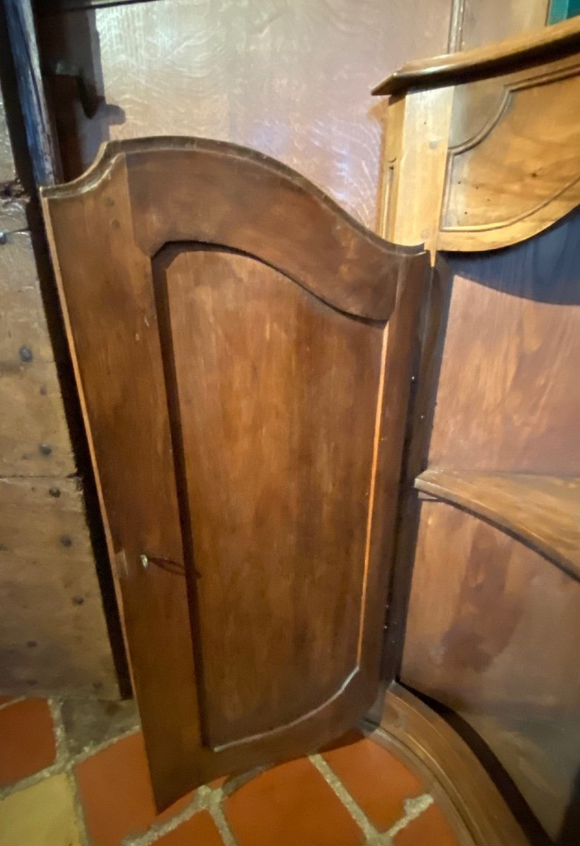 19th Century Curved Walnut Corner Cabinet In Louis XV Style-photo-2