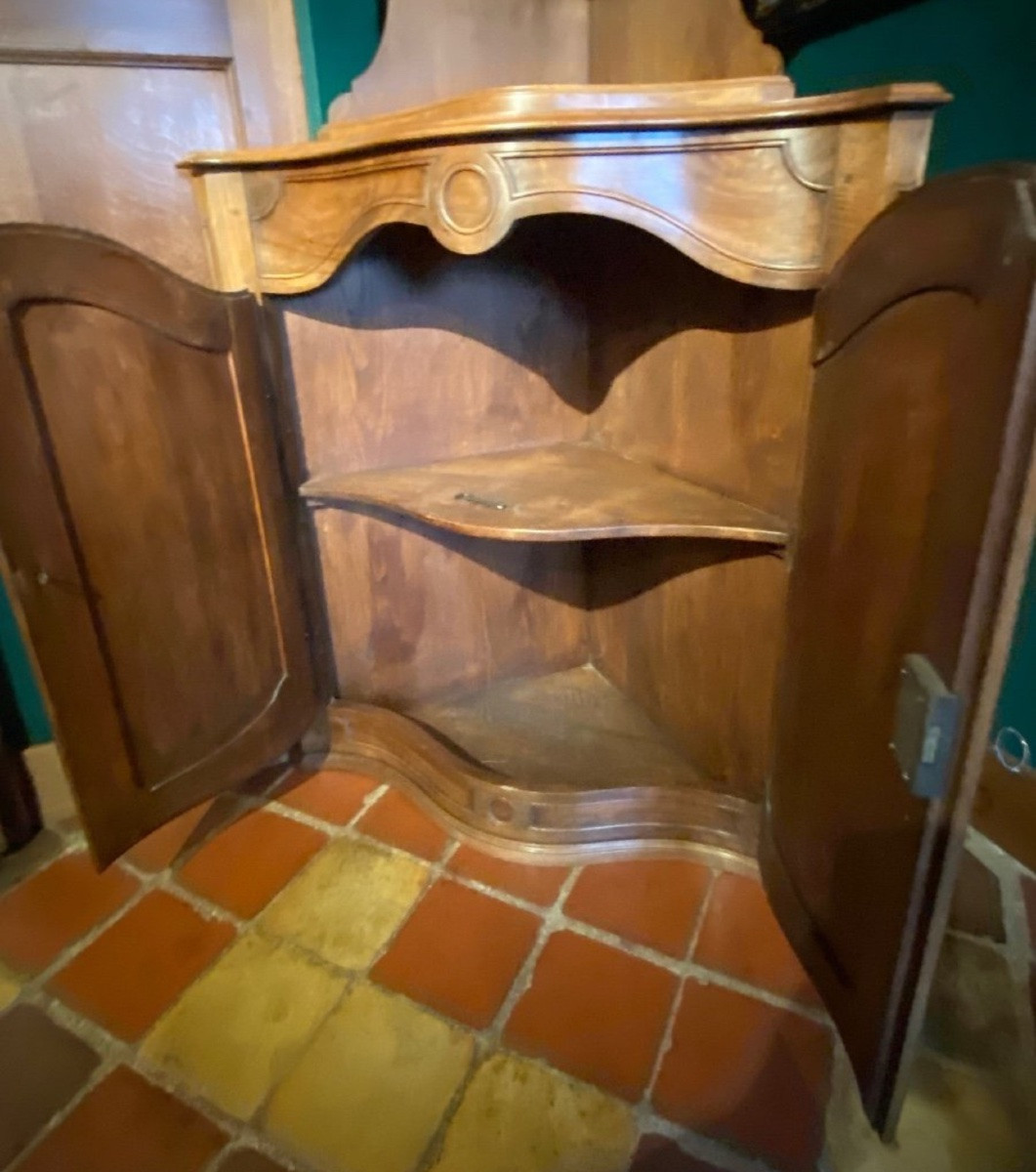 19th Century Curved Walnut Corner Cabinet In Louis XV Style-photo-3