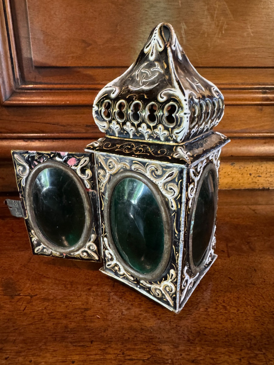 Limoges Enamel Carriage Lantern From The Early 19th Century -photo-3