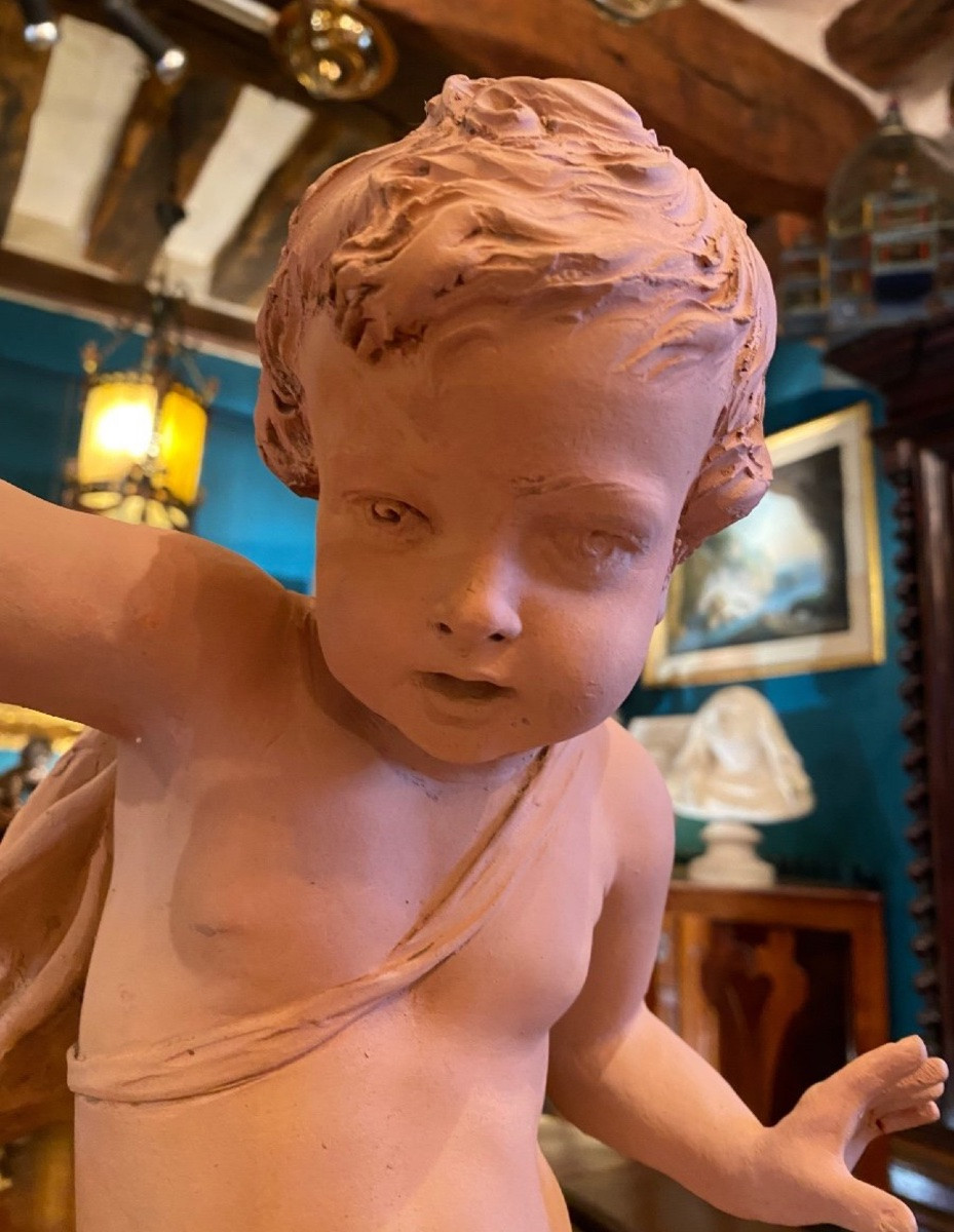 Return From Putti Hunting, Signed Le Brun, Large Terracotta, Late 19th Century -photo-2