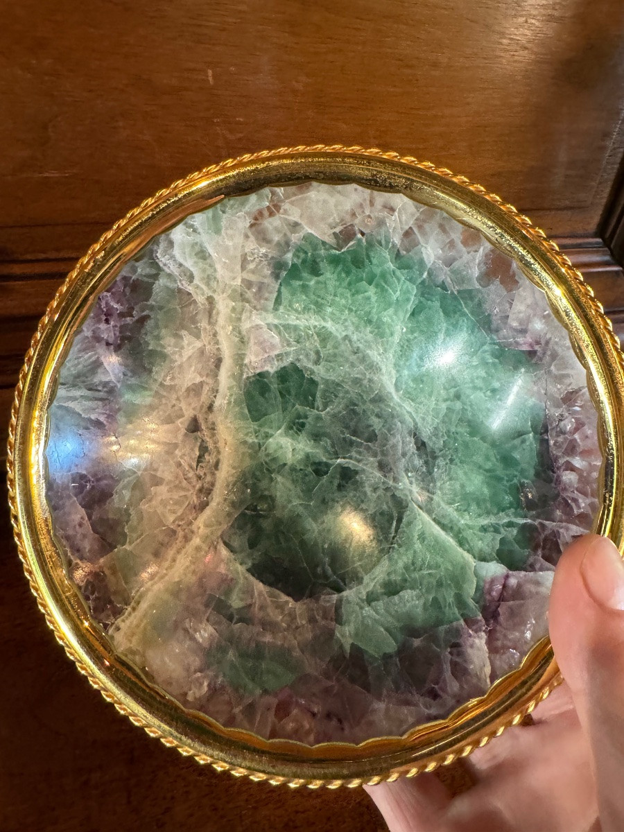 Large Blue John Cup Mounted On Silver Gilt Circa 1970-photo-4
