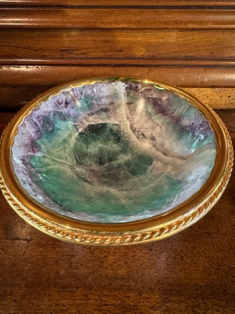 Large Blue John Cup Mounted On Silver Gilt Circa 1970-photo-8
