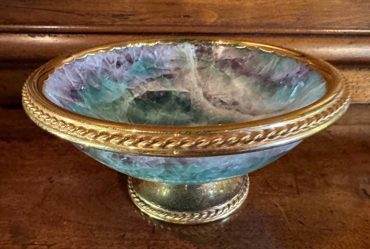 Large Blue John Cup Mounted On Silver Gilt Circa 1970