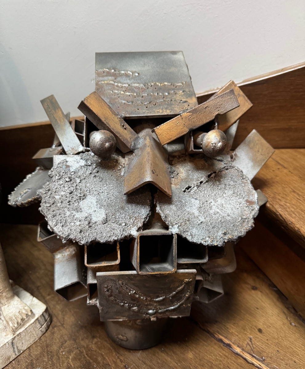 Art Brut, Welded Metal Feline Head Circa 1970