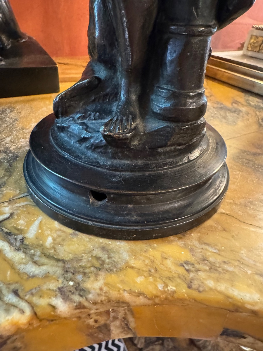 Antique Bronze Lamp Base, The Rape Of The Sabine Women-photo-7