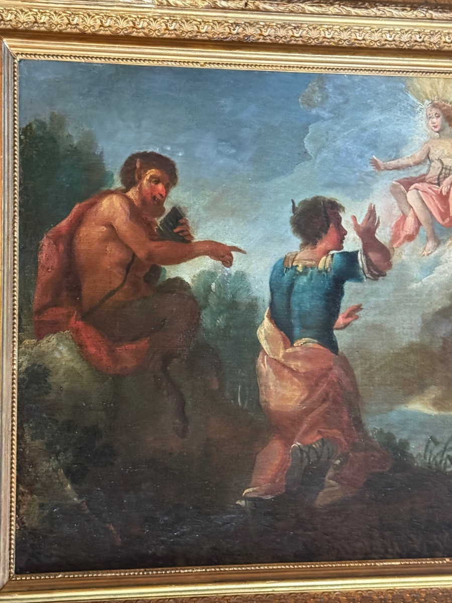 Ovid's Metamorphoses: The Judgement Of King Midas, 18th Century Oil On Canvas-photo-2