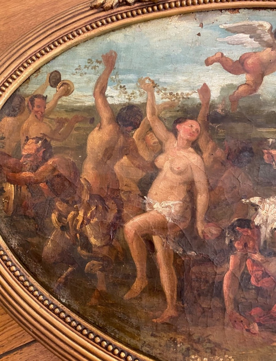Le Triomphe De Silène, Huile Sur Toile Du XIX Eme Siècle-photo-1