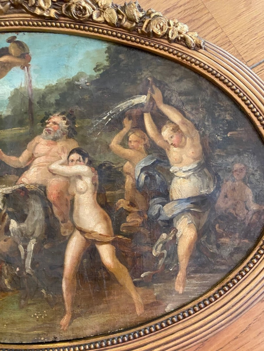 Le Triomphe De Silène, Huile Sur Toile Du XIX Eme Siècle-photo-3