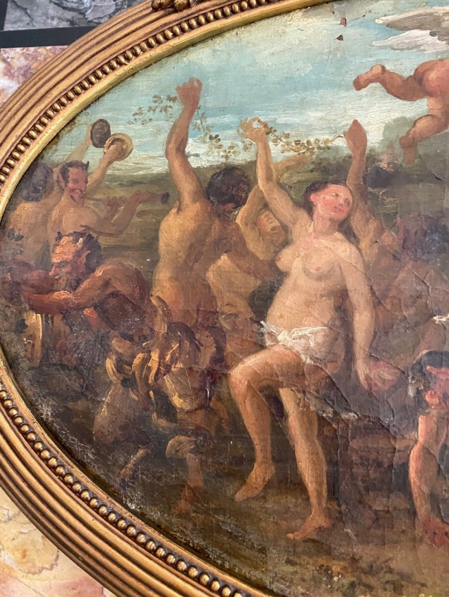 Le Triomphe De Silène, Huile Sur Toile Du XIX Eme Siècle-photo-6