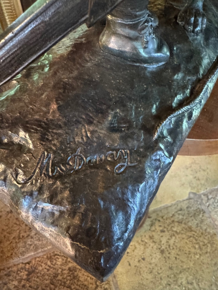 Le dressage , enfant au chien,Grand bronze XIX signé-photo-4