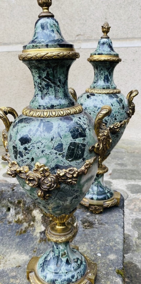 Large Pair Of Vases Mounted In Sea Green Marble, Napoleon III -photo-7