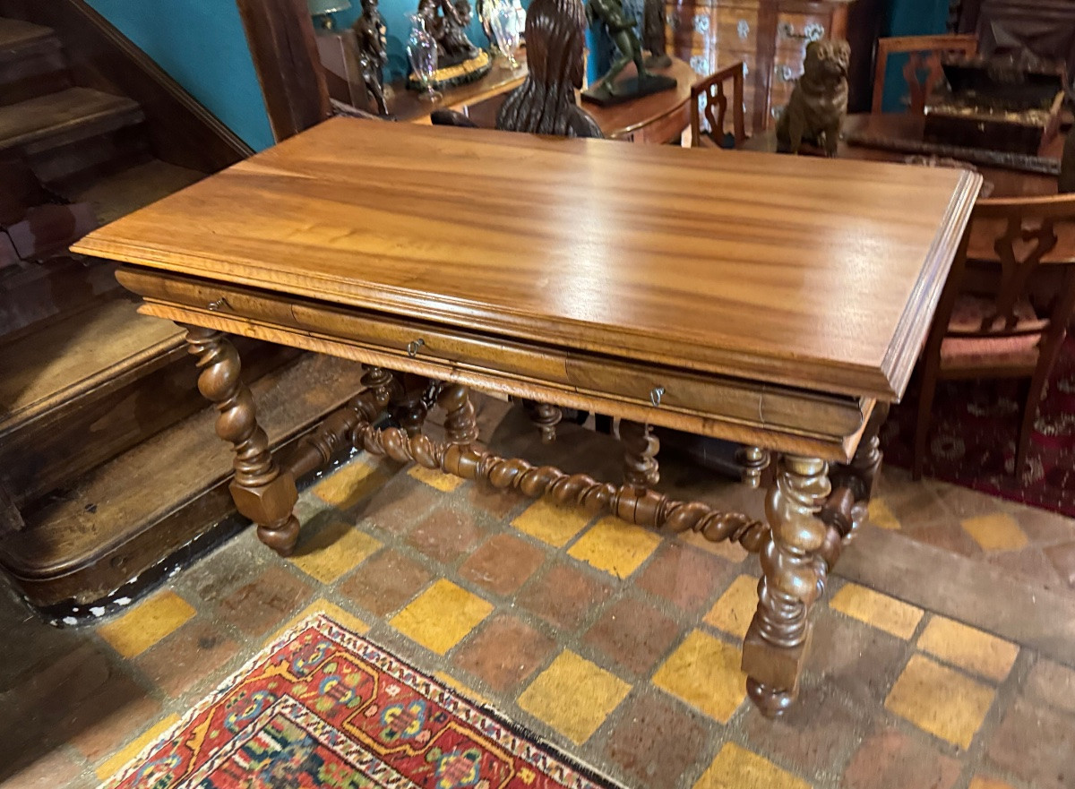 Large Louis XIII Style Desk Table From The End Of The 19th Century -photo-2
