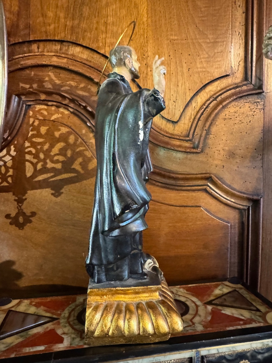 Statue Of Saint Ignatius Of Loyola, Wood And Polychrome Stucco, Early 20th Century -photo-7