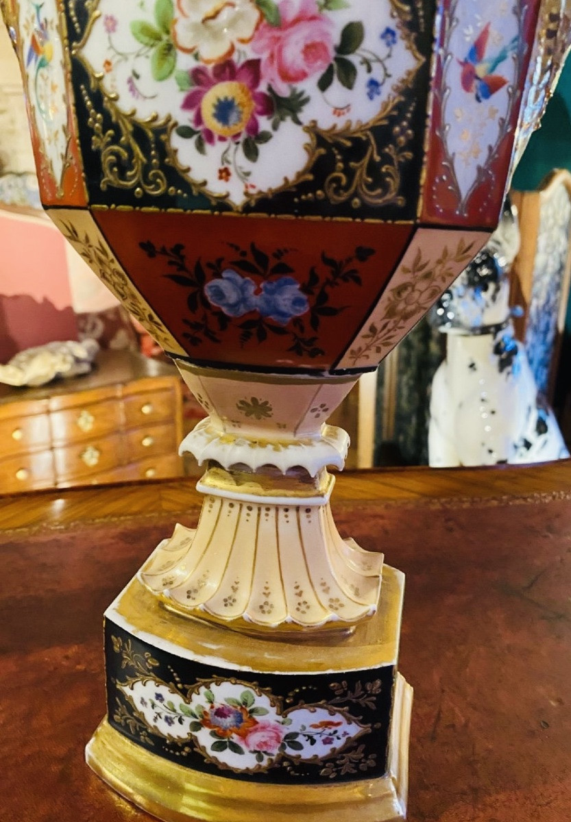 Pair Of Colored Vases Attributed To Jacob Petit, 19th Century -photo-3