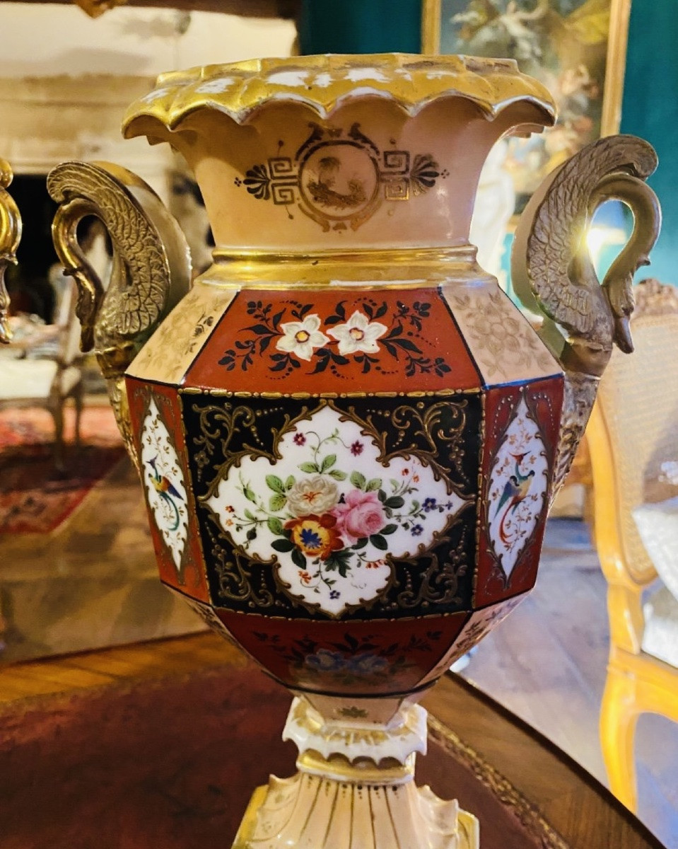 Pair Of Colored Vases Attributed To Jacob Petit, 19th Century -photo-4