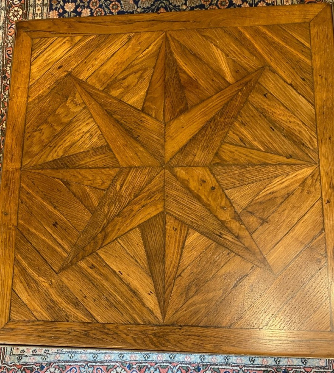 80s Coffee Table, Old Wind Rose Parquet-photo-4