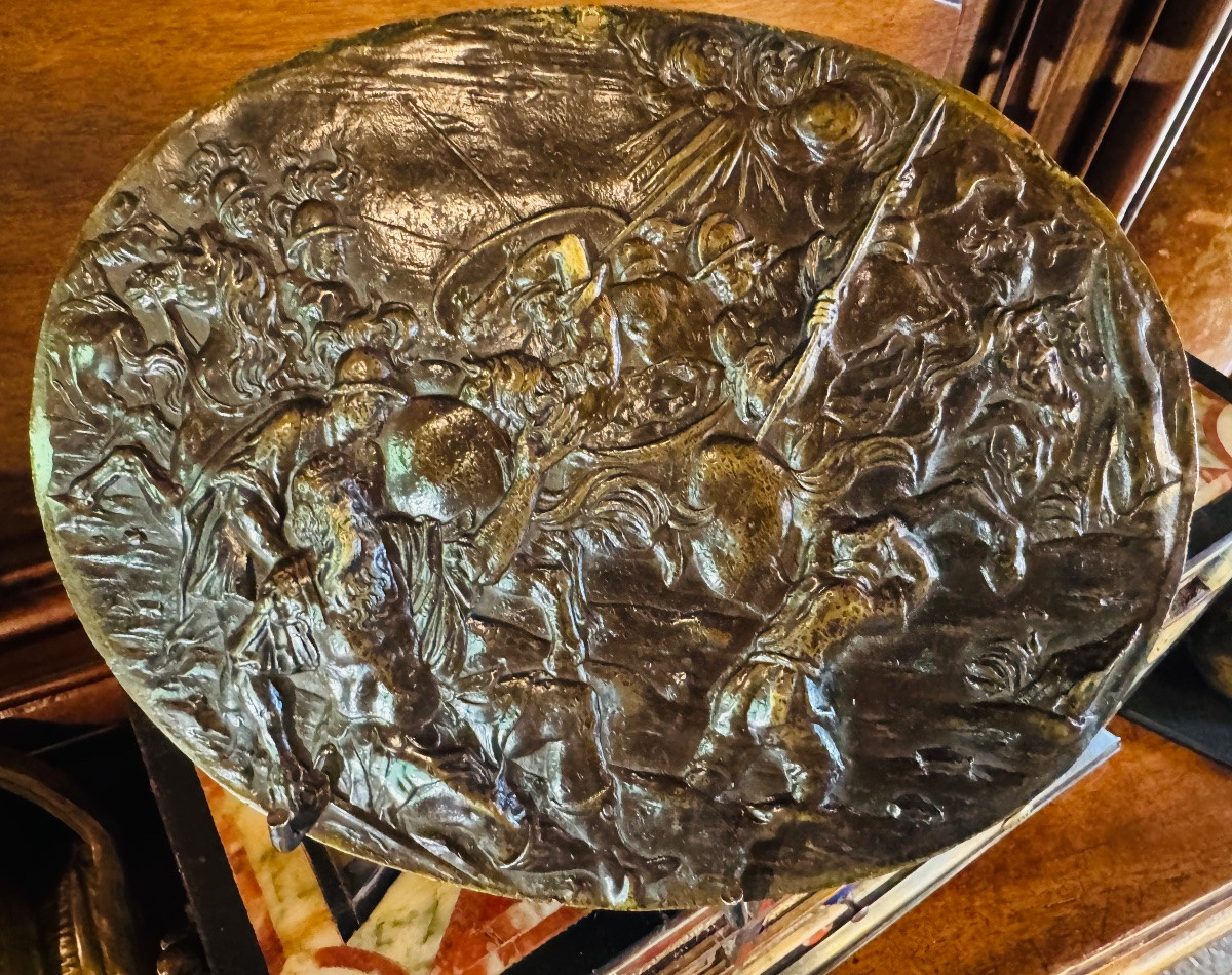 The Conversion Of Saint Paul, Large Bronze Plaque From The 17th Century In High Relief -photo-2