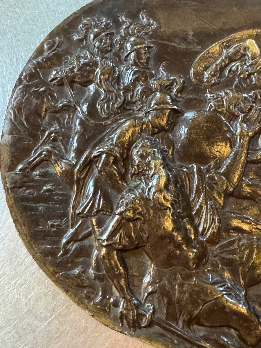 The Conversion Of Saint Paul, Large Bronze Plaque From The 17th Century In High Relief -photo-1