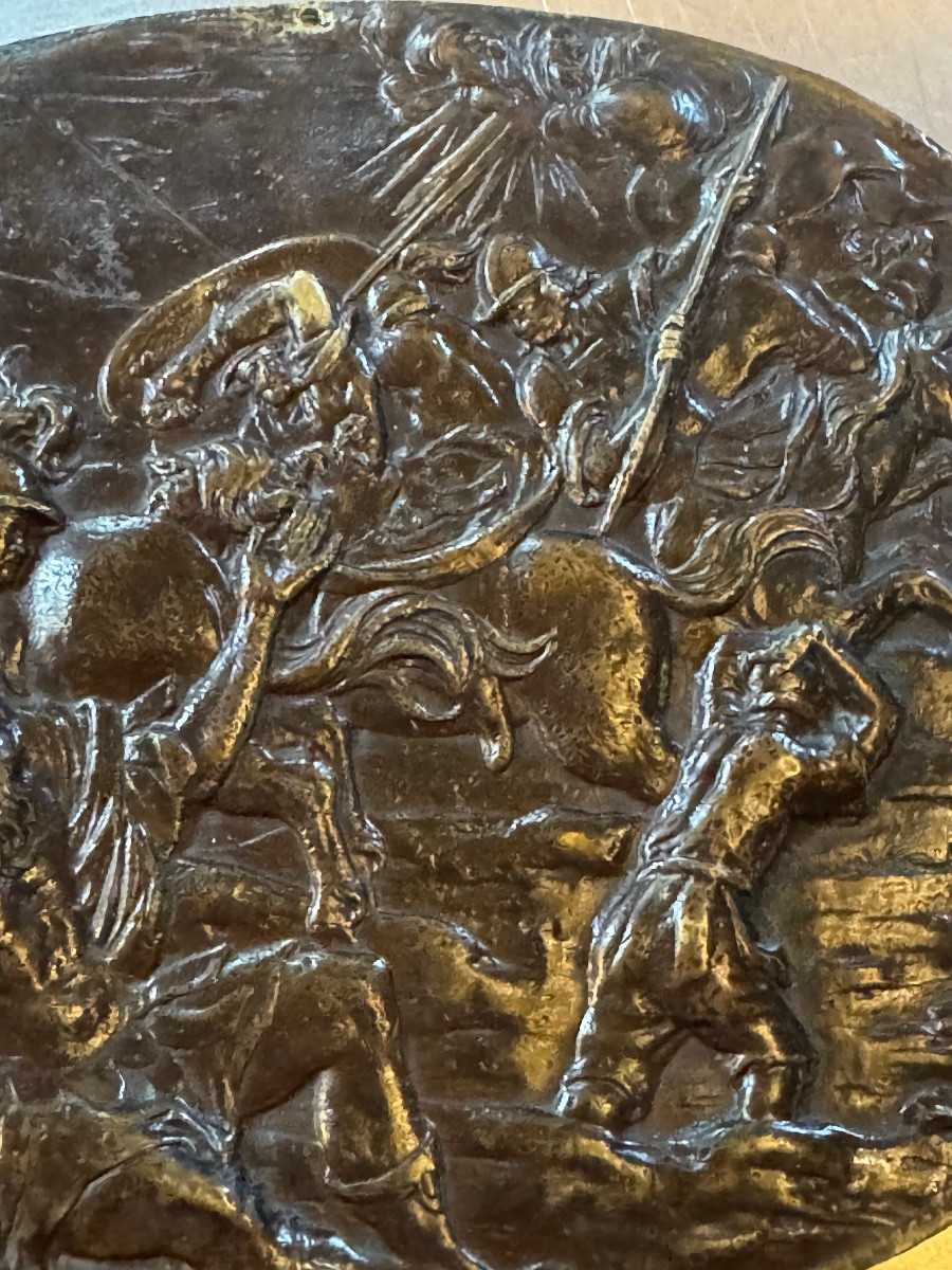 The Conversion Of Saint Paul, Large Bronze Plaque From The 17th Century In High Relief -photo-3