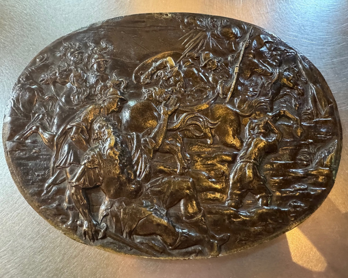 The Conversion Of Saint Paul, Large Bronze Plaque From The 17th Century In High Relief -photo-7