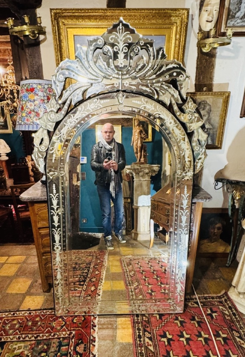 Imposing Very Large Venice Mirror, 20th Century-photo-4