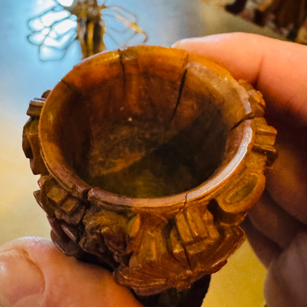 18th Century Chalice Carved With Religious Attributes In Corozo Nut-photo-8