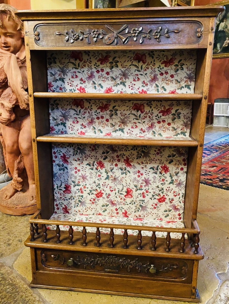 Estanier Provençal, Walnut Wall Shelf, Early 19th Century-photo-3