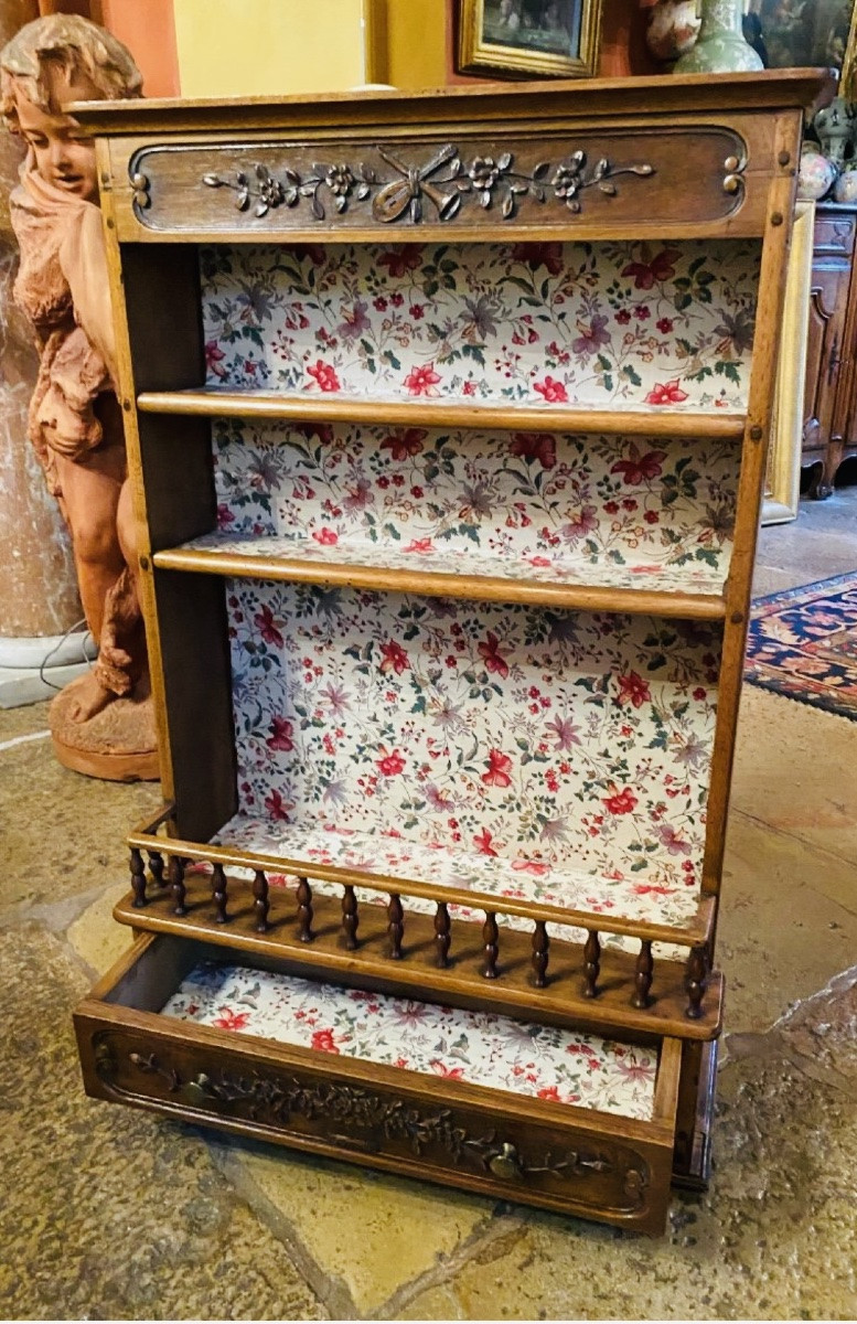 Estanier Provençal, Walnut Wall Shelf, Early 19th Century-photo-8