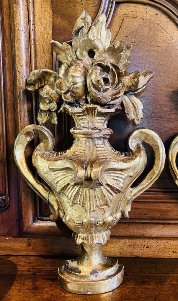 Pair Of Medici Flower Vases In Gilt Box, 18th Century-photo-4