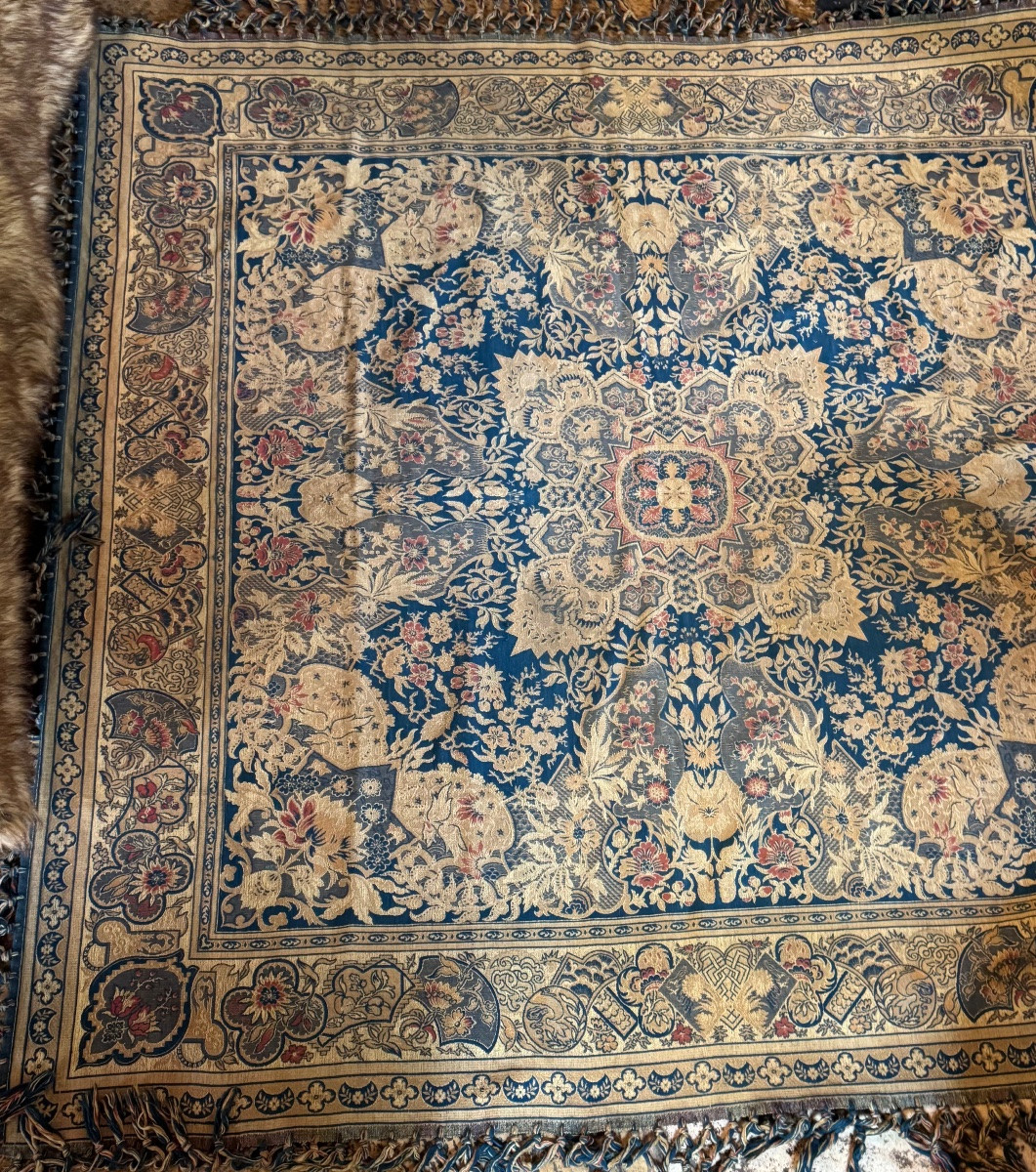 Large Woven Orientalist Table Mat From The Early 20th Century -photo-2