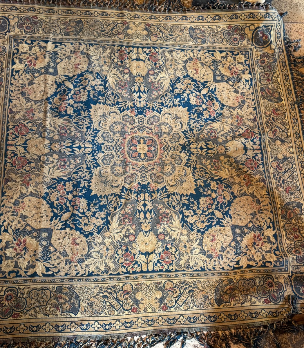 Large Woven Orientalist Table Mat From The Early 20th Century -photo-3