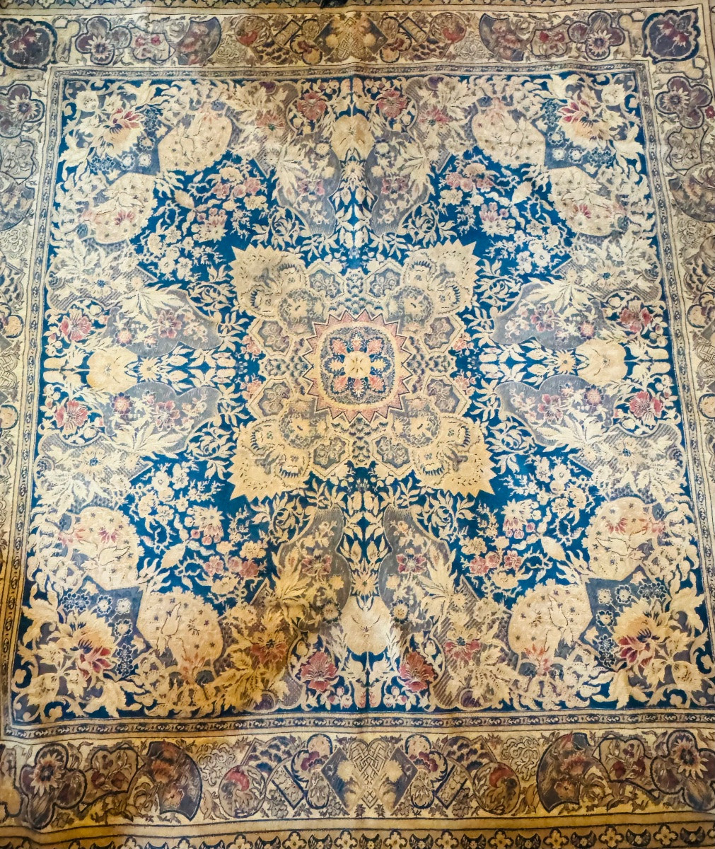 Large Woven Orientalist Table Mat From The Early 20th Century -photo-2