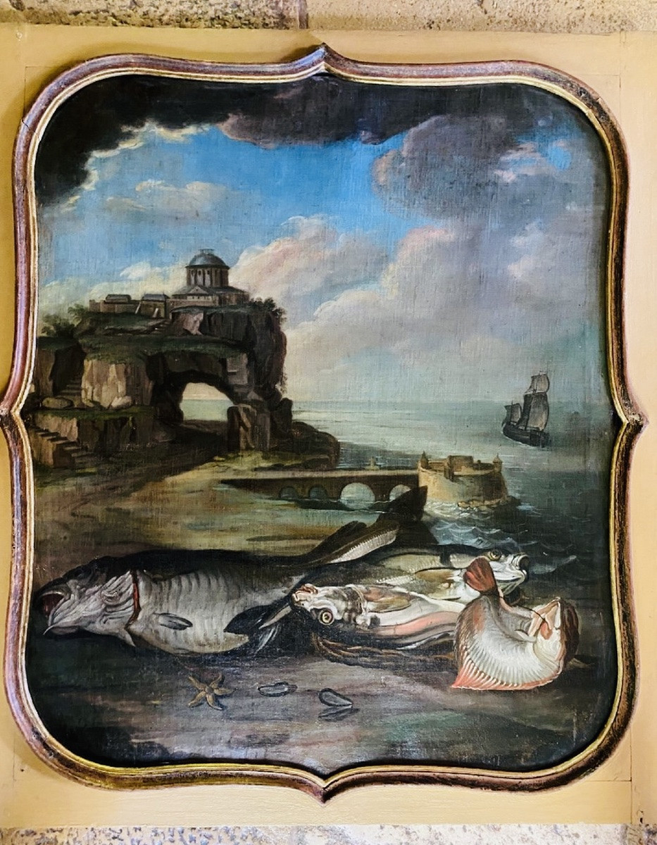 Return From Fishing, 18th Century Woodwork Painting-photo-3