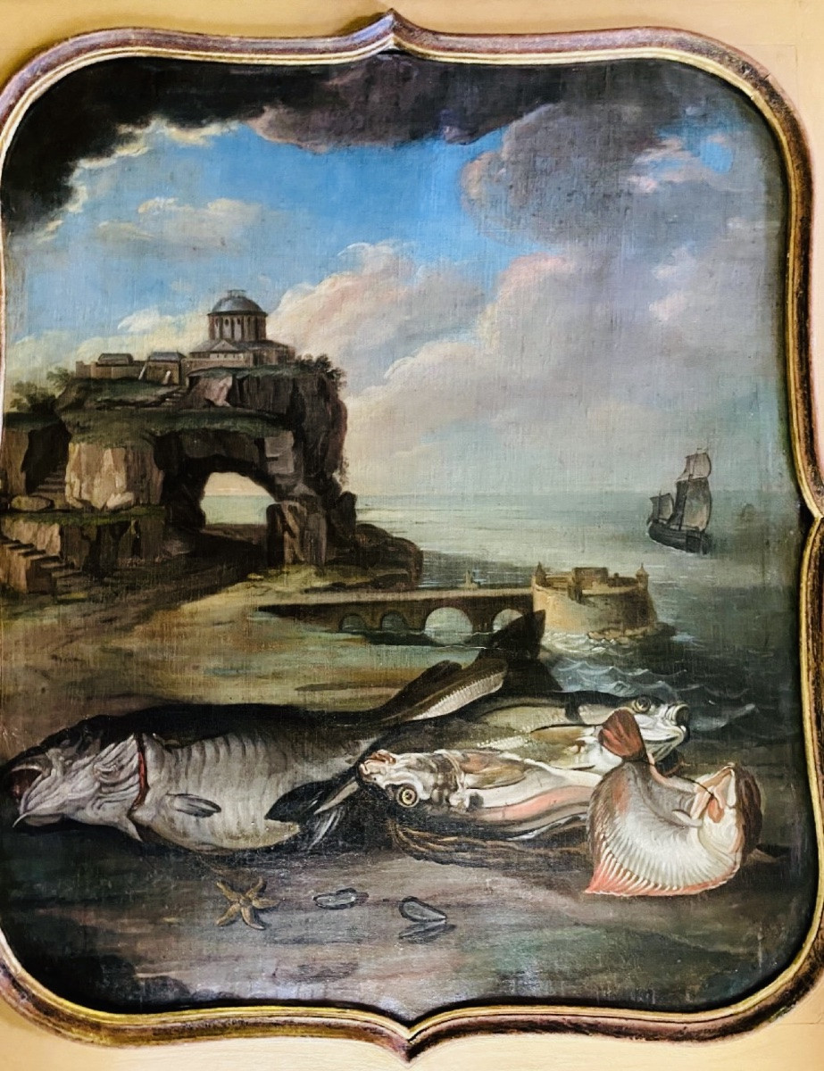 Return From Fishing, 18th Century Woodwork Painting-photo-4