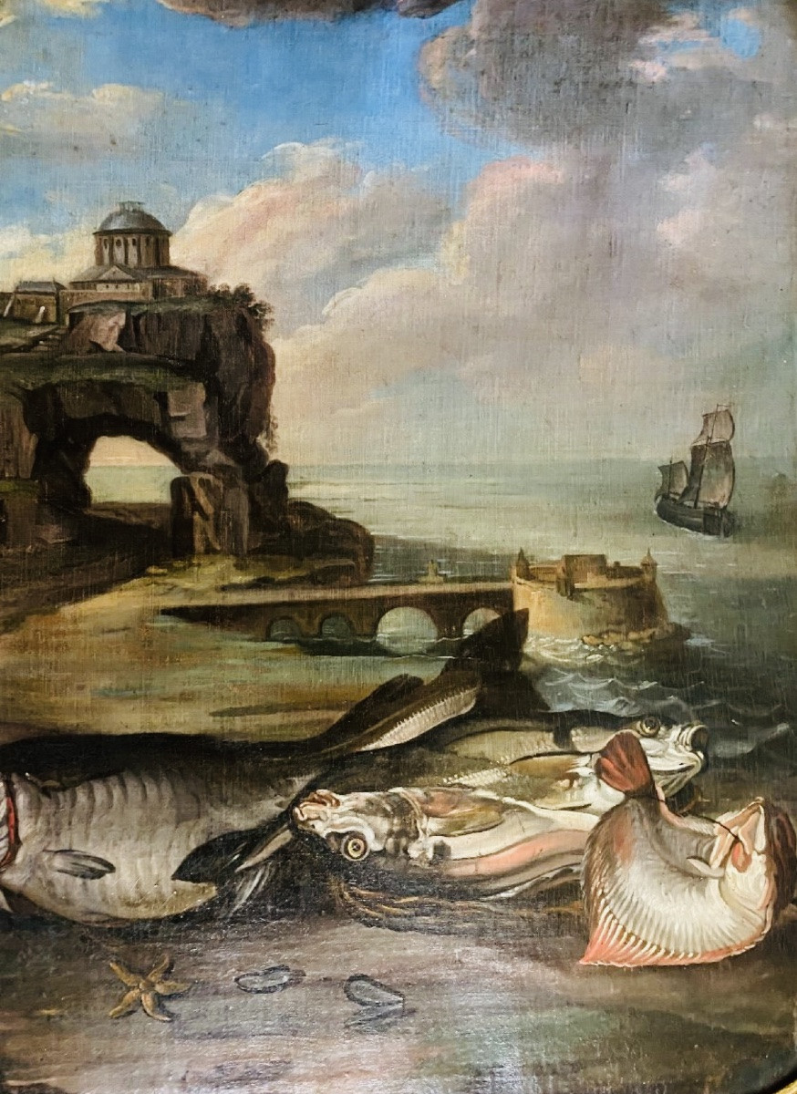 Return From Fishing, 18th Century Woodwork Painting-photo-2