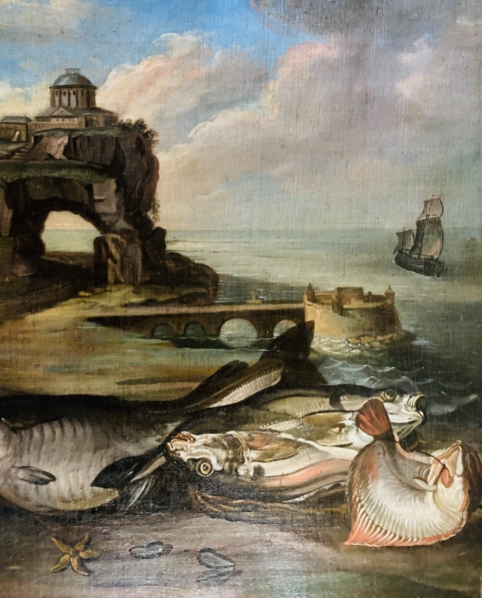 Return From Fishing, 18th Century Woodwork Painting-photo-4