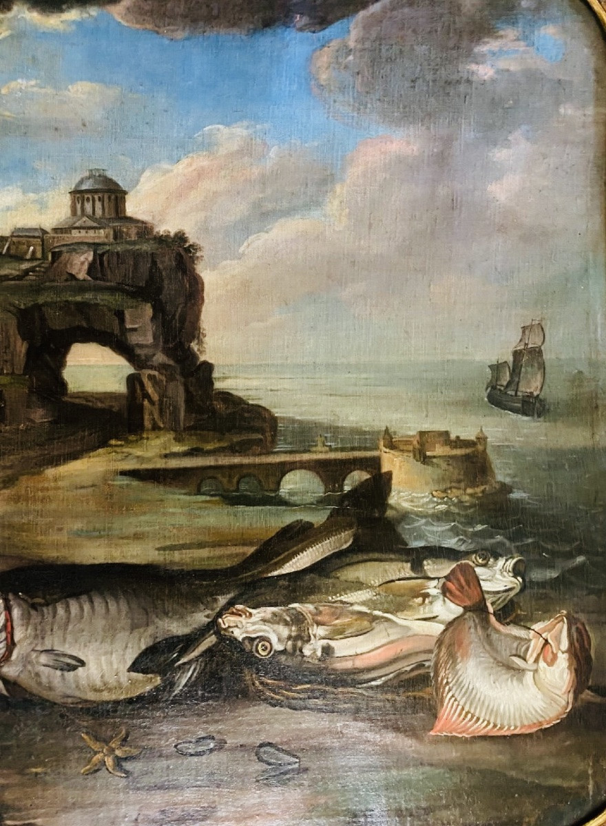 Return From Fishing, 18th Century Woodwork Painting-photo-5