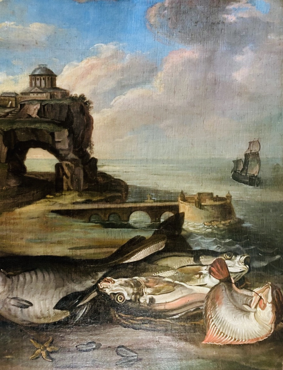Return From Fishing, 18th Century Woodwork Painting-photo-6