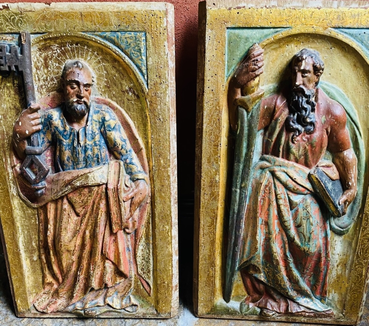 Pair Of Saint Peter And Saint Paul Altarpiece Panels, 17th Century
