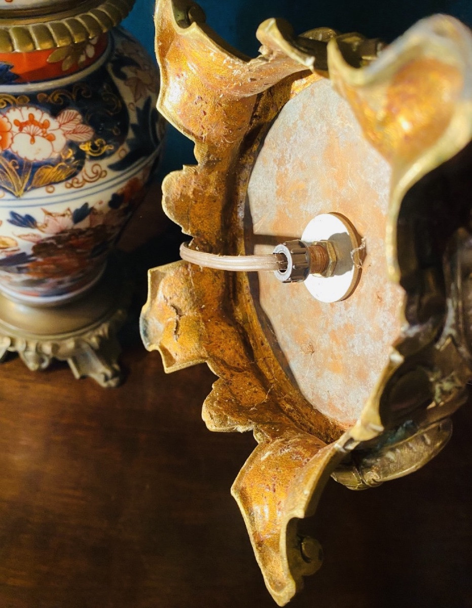Paire De Vases Couverts En Imari Montés En Lampes Napoléon III-photo-6