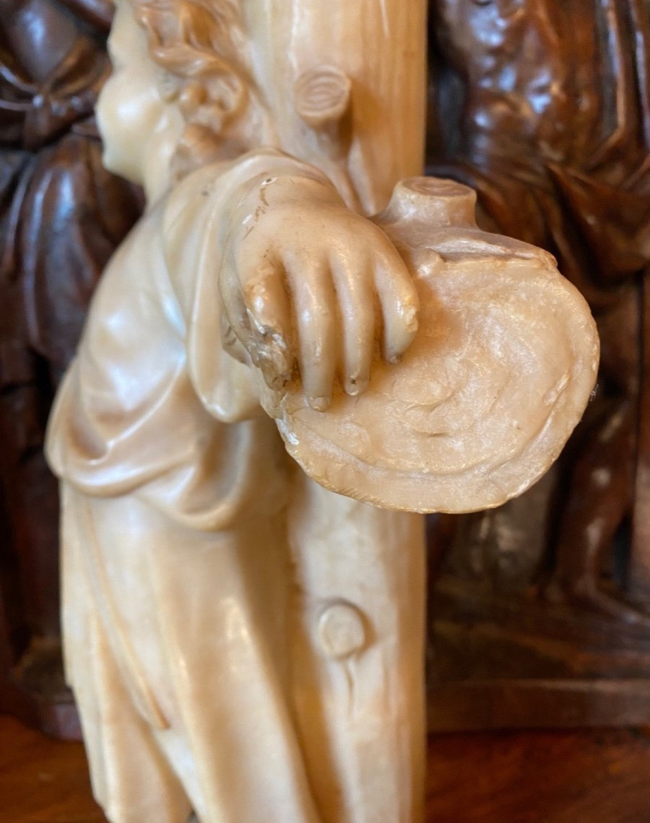 Enfant Jésus Sur La Croix, rare Sculpture En Albâtre Du XIX Eme Siècle-photo-6