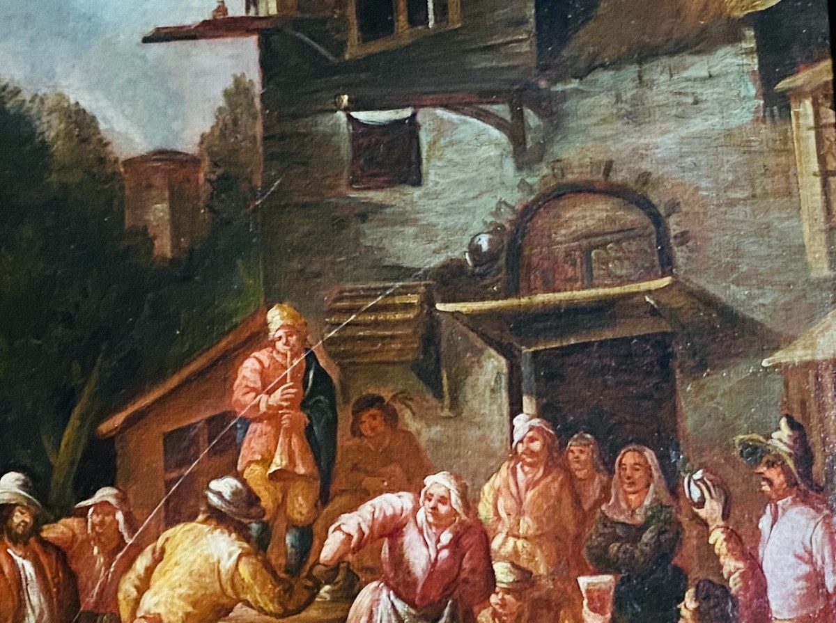 Village Festival, Oil On Canvas From The 18th Century -photo-7