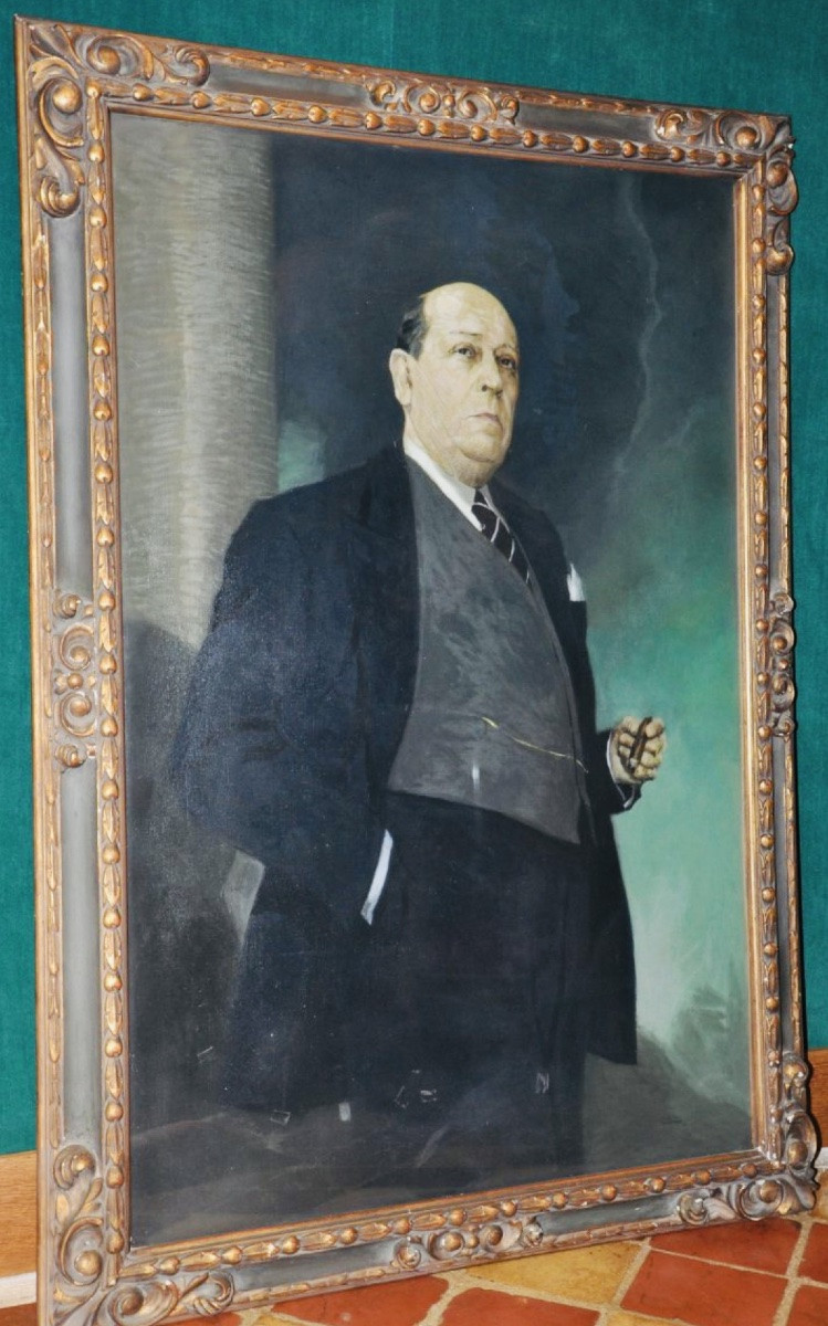 Grand portrait d’un homme d’affaires vers 1960, signé.-photo-2