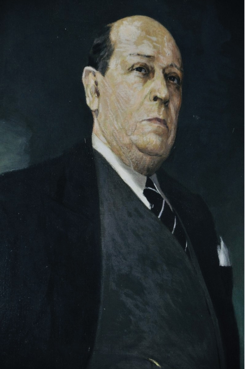 Grand portrait d’un homme d’affaires vers 1960, signé.-photo-4