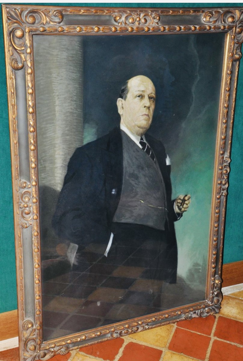 Grand portrait d’un homme d’affaires vers 1960, signé.-photo-7